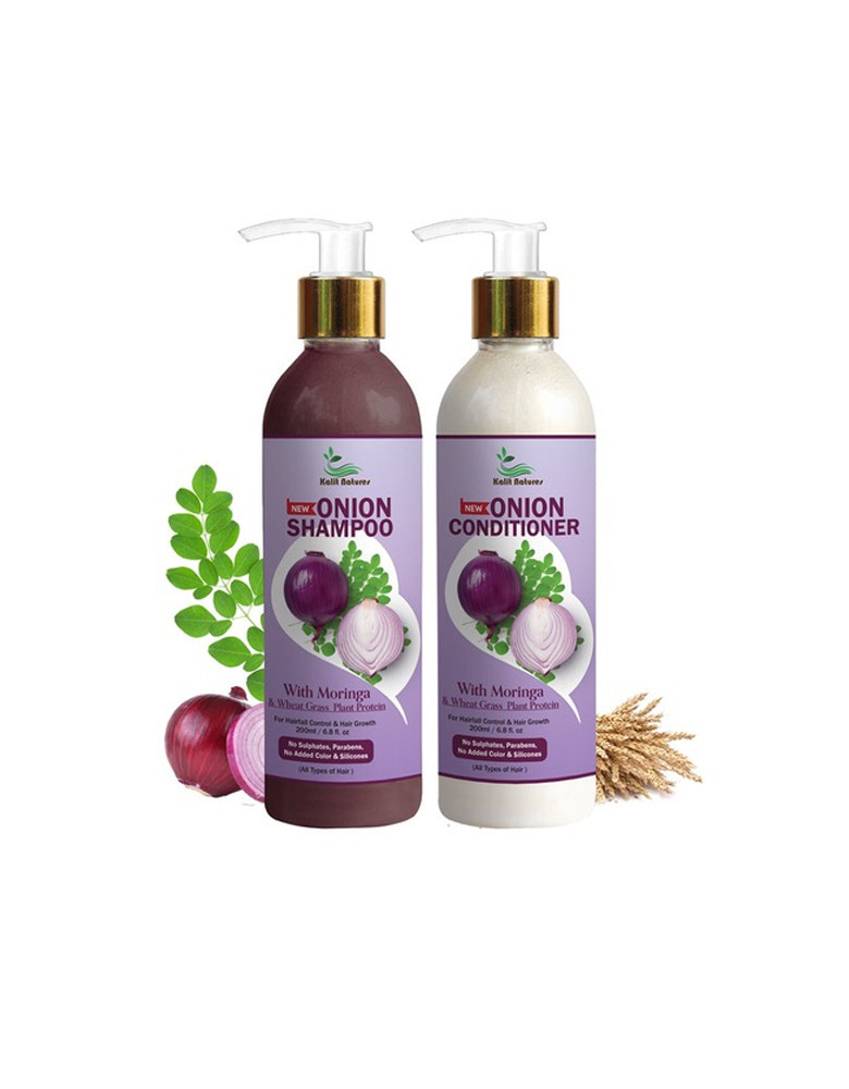Set of Onion Shampoo & Conditioner with Moringa & Wheat Grass - 200 ml each