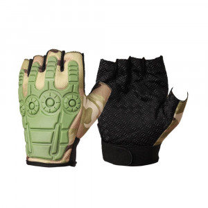 Green Solid Half-Finger Gloves