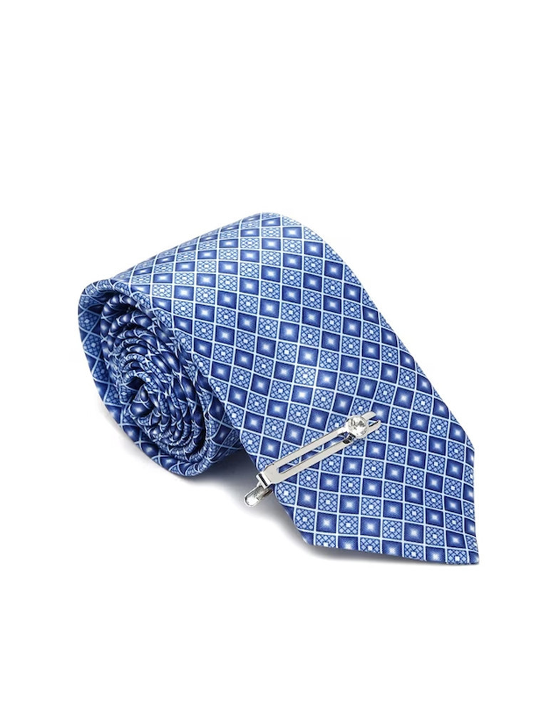 Men Blue & White Printed Broad Tie