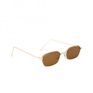 Adult Brown Lens & Gold Rectangle Sunglasses with UV Protected Lens EYEZ_C3