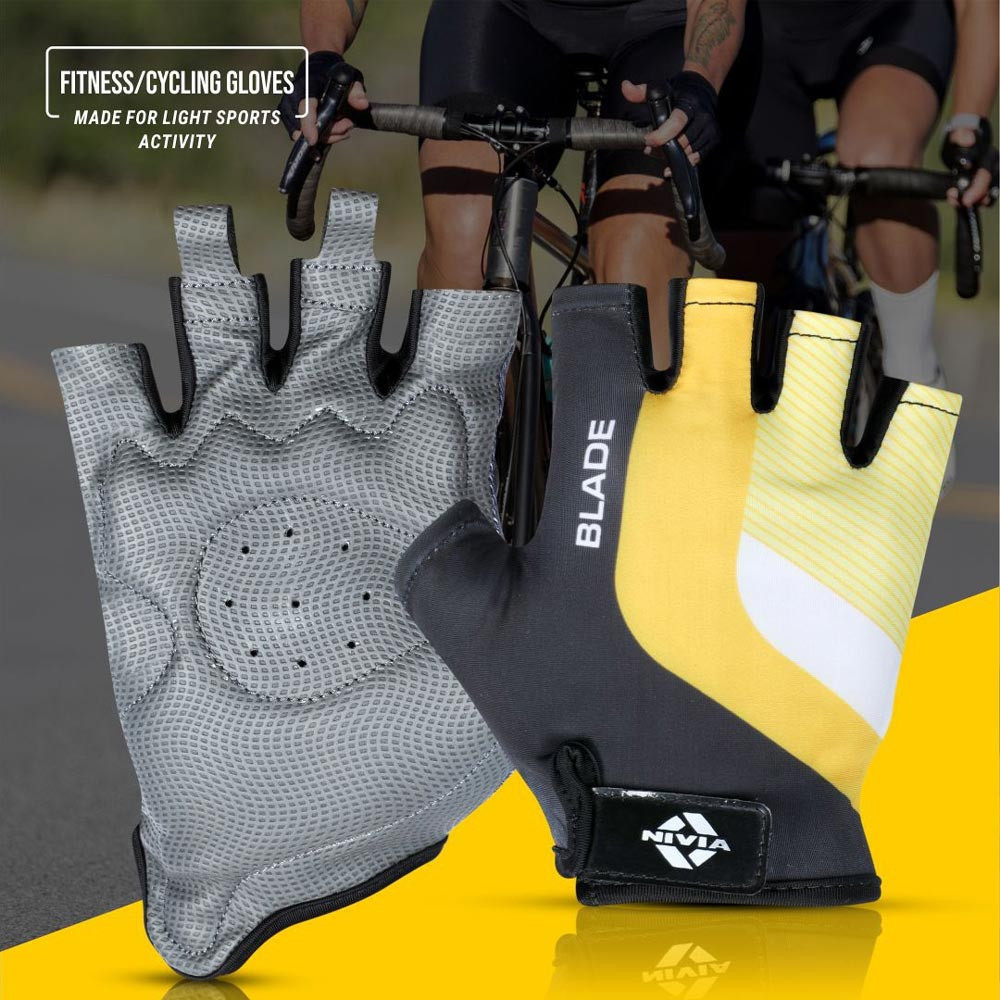 Unisex Yellow Printed Fitness Gloves