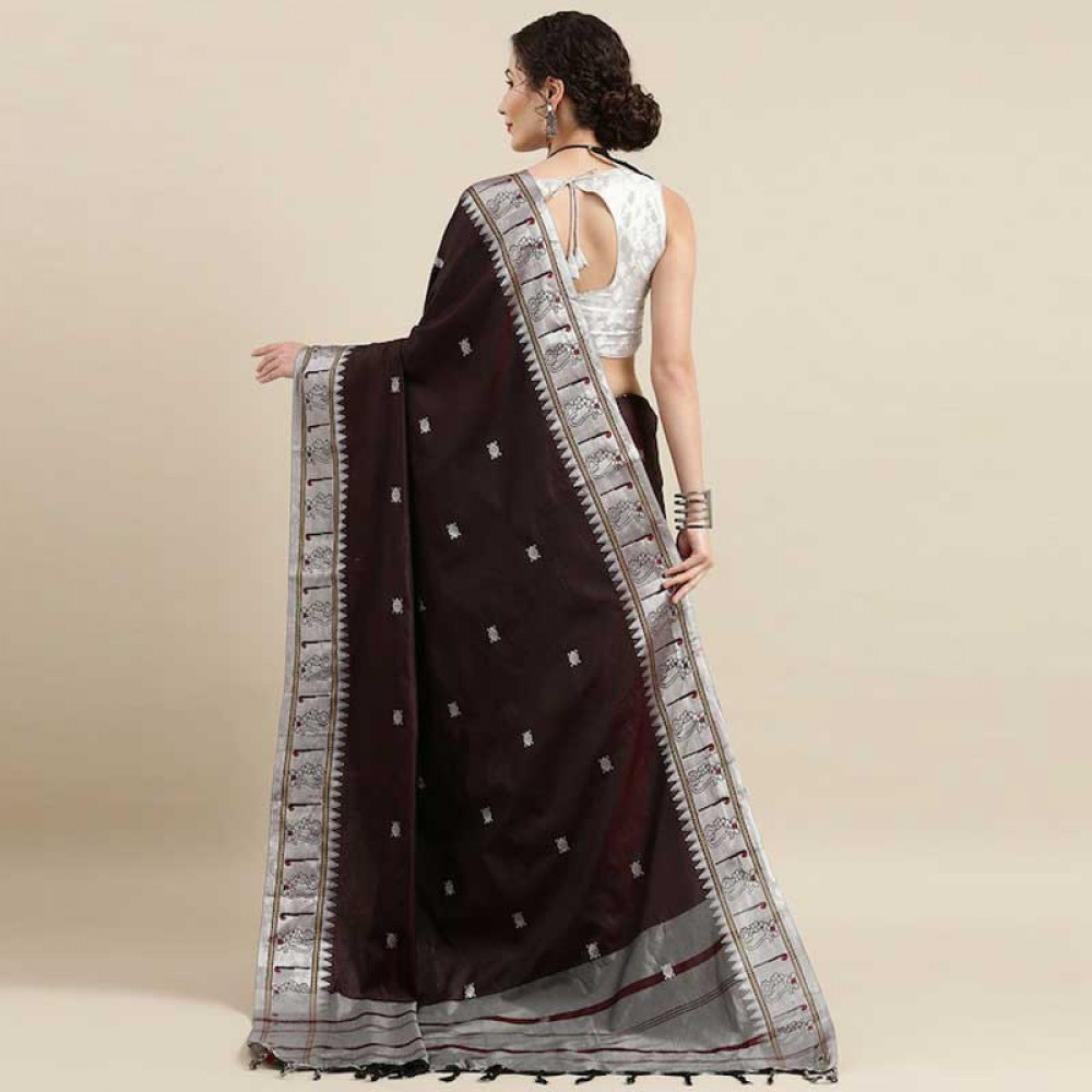 "Woven Design Zari Bordered Kanjeevaram Pure Silk Saree "