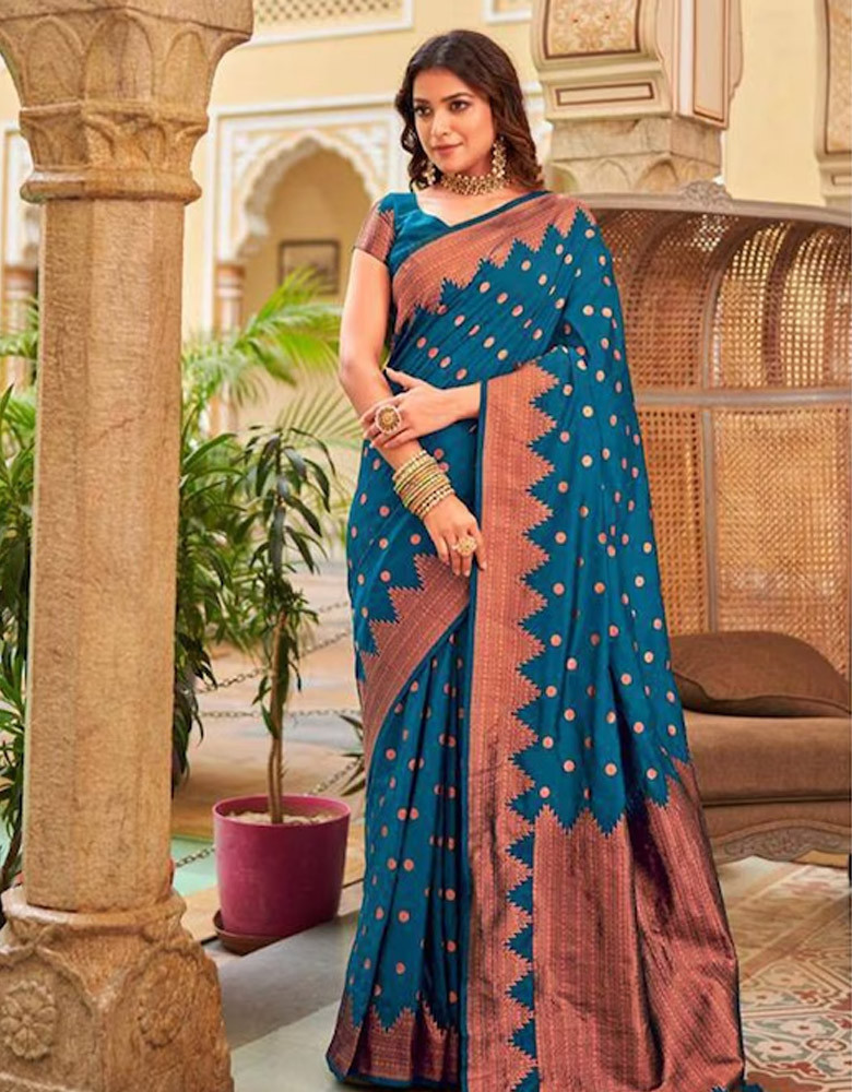 Woven Design Zari Bordered Kanjeevaram Pure Silk Saree