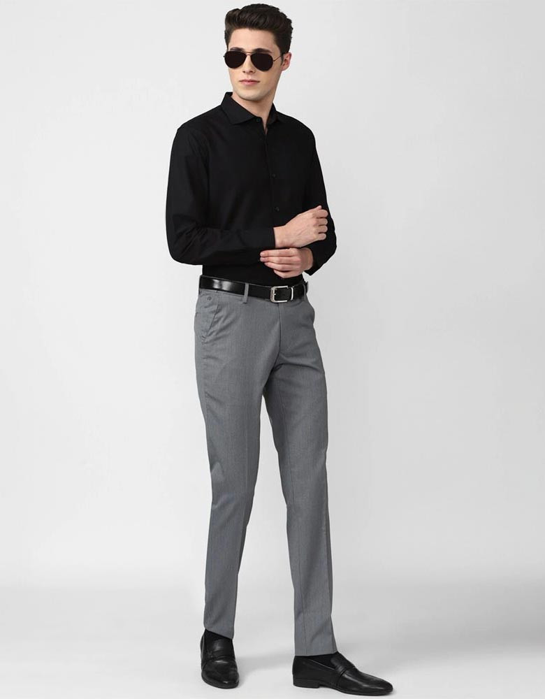 Men Black Slim Fit Cotton Formal Shirt