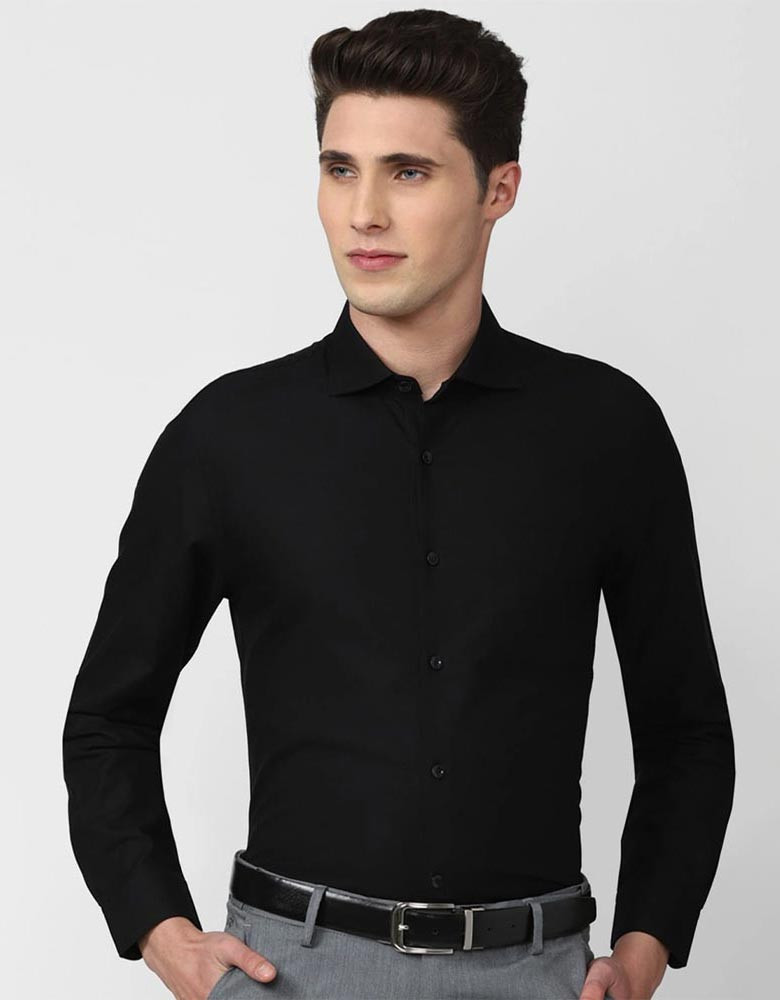 Men Black Slim Fit Cotton Formal Shirt