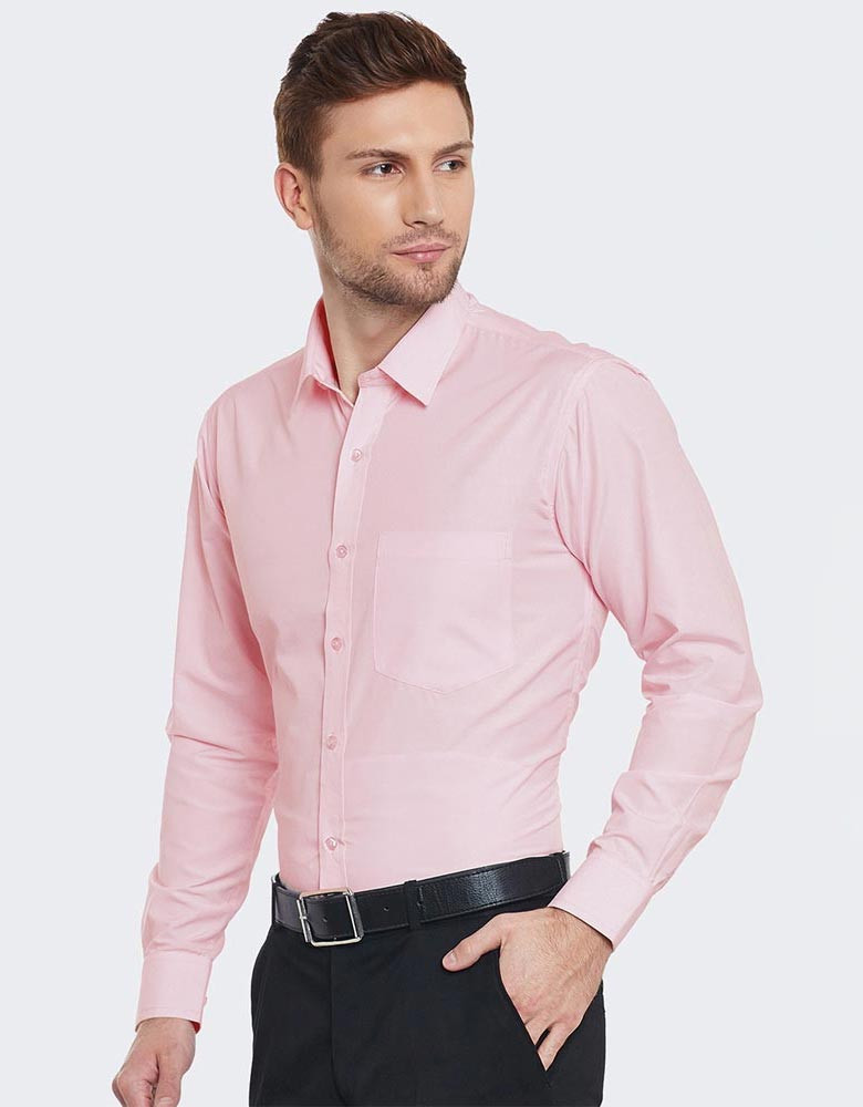 Men Pink Slim Fit Solid Formal Shirt