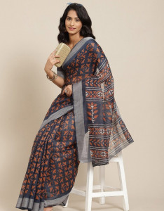 Ethnic Motifs Linen Blend Saree