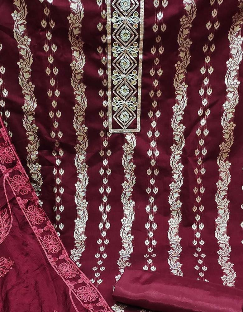 Woven Design Banarasi Unstitched Dress Material